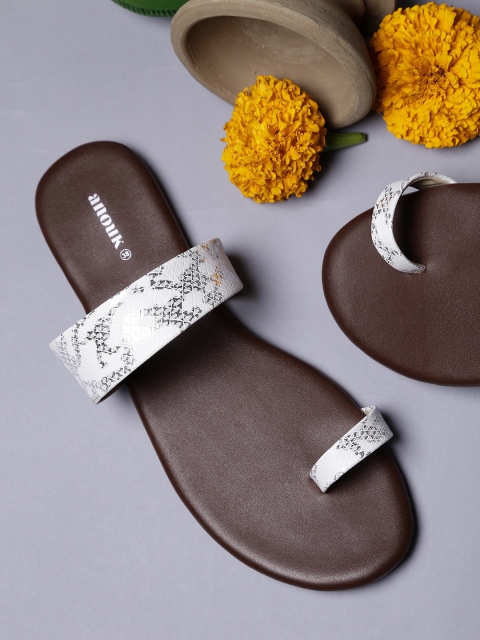 

Anouk Women White Printed Synthetic One Toe Flats