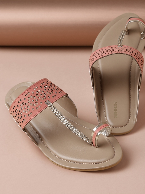 

Anouk Women Coral Pink One Toe Flats with Laser Cuts