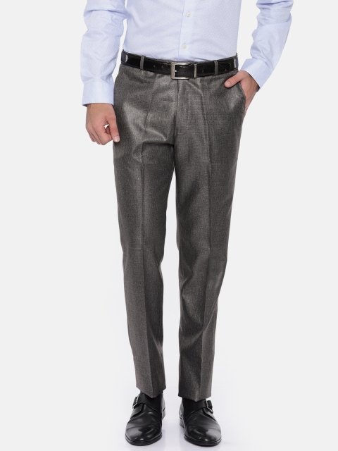 

RG DESIGNERS Men Grey Slim Fit Solid Formal Trousers