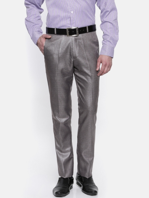

RG DESIGNERS Men Grey Slim Fit Solid Formal Trousers