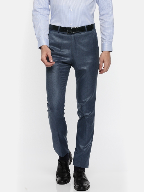 

RG DESIGNERS Men Blue Slim Fit Solid Formal Trousers