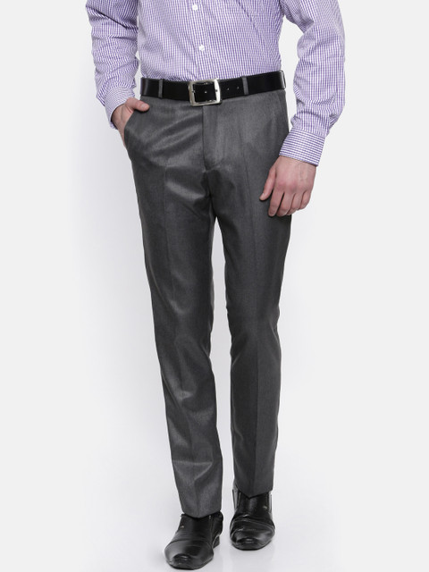 

RG DESIGNERS Men Grey Slim Fit Solid Formal Trousers