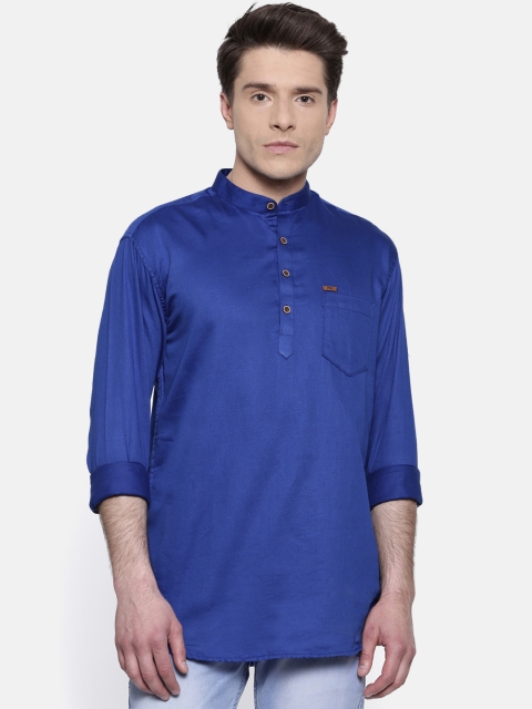 

RG DESIGNERS Men Blue Slim Fit Solid Straight Kurta