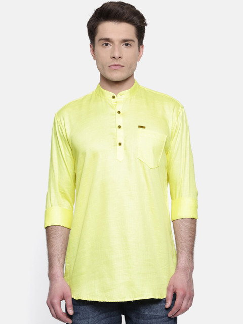 

RG DESIGNERS Men Yellow Slim Fit Solid Straight Kurta
