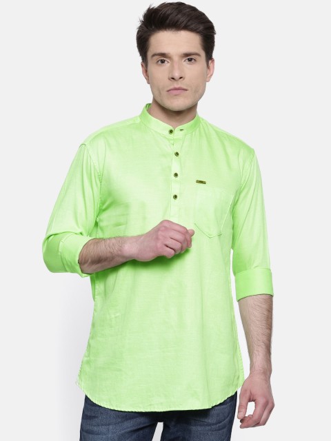 

RG DESIGNERS Men Green Slim Fit Solid Straight Kurta
