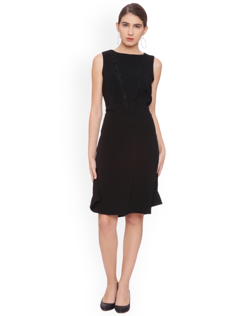 

Van Heusen Woman Women Black Solid A-Line Dress