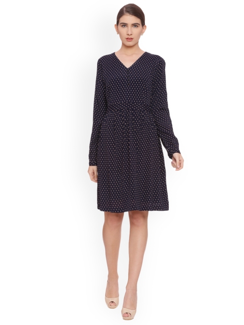 

Van Heusen Woman Women Navy Blue Printed A-Line Dress