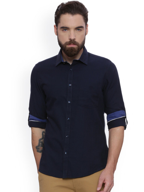 

Van Heusen Sport Men Navy Blue Slim Fit Solid Casual Shirt