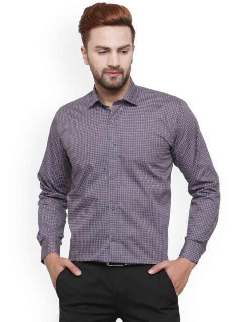 

JAINISH Men Grey Classic Slim Fit Self Design Formal Shirt