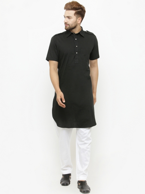 

Chitwan Mohan Men Black Solid Pathani Kurta