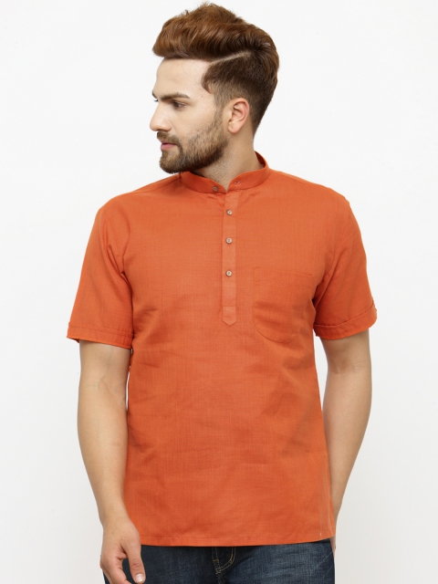 

Chitwan Mohan Men Orange Solid Straight Short Kurta