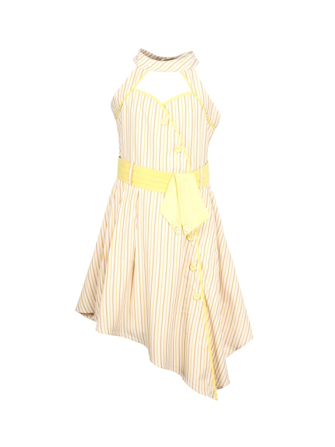 

CUTECUMBER Girls Yellow Striped A-Line Dress