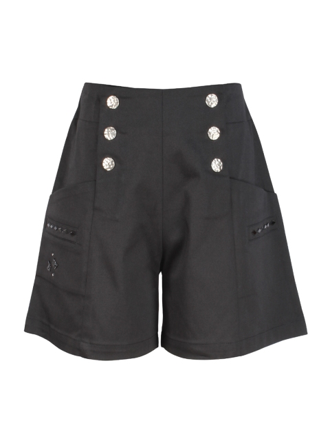 

CUTECUMBER Girls Black Embellished Regular Fit Regular Shorts