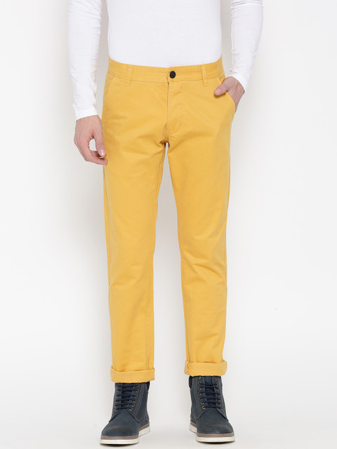 

Jack & Jones Men Mustard Yellow Slim Fit Trousers