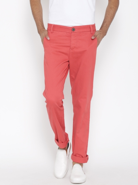 

Jack & Jones Men Coral Red Slim Fit Trousers