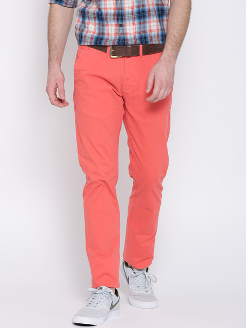 

Jack & Jones Men Coral Pink Slim Fit Chino Trousers
