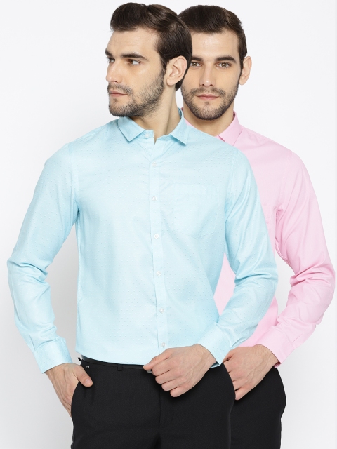 

Excalibur Men Pack of 2 Formal Shirts, Blue