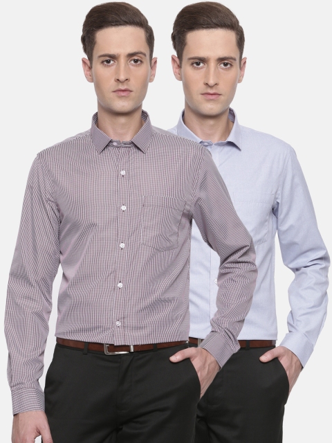

Excalibur Men Pack of 2 Formal Shirts, Purple
