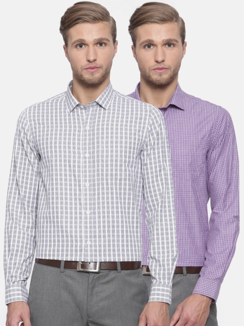 

Excalibur Men Pack of 2 Assorted Contemporary Fit Checked Formal Shirts