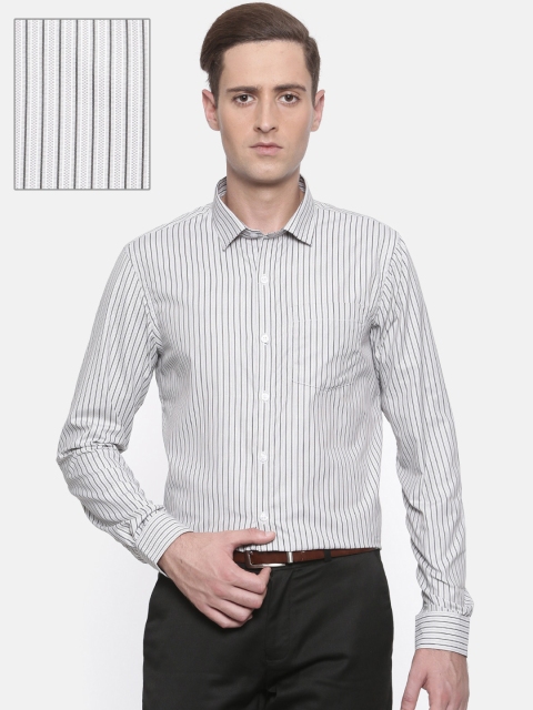 

Excalibur Men Grey & Black Slim Fit Striped Formal Shirt