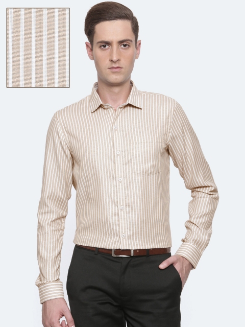 

Excalibur Men Beige & White Regular Fit Striped Formal Shirt