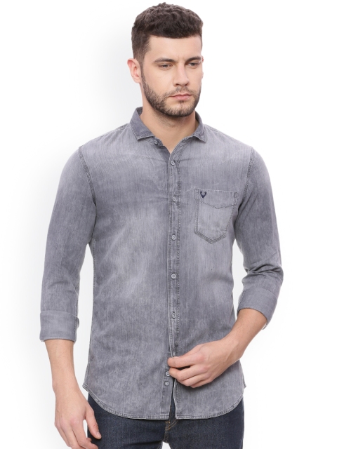 

Solly Jeans Co. Men Grey Regular Fit Solid Casual Shirt