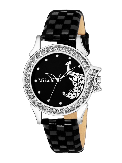 

Mikado Women Silver-Toned & Black Analogue Watch