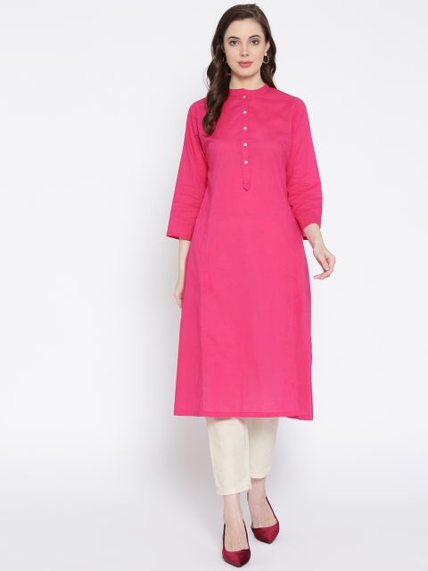 

Biba Women Pink Solid A-Line Kurta