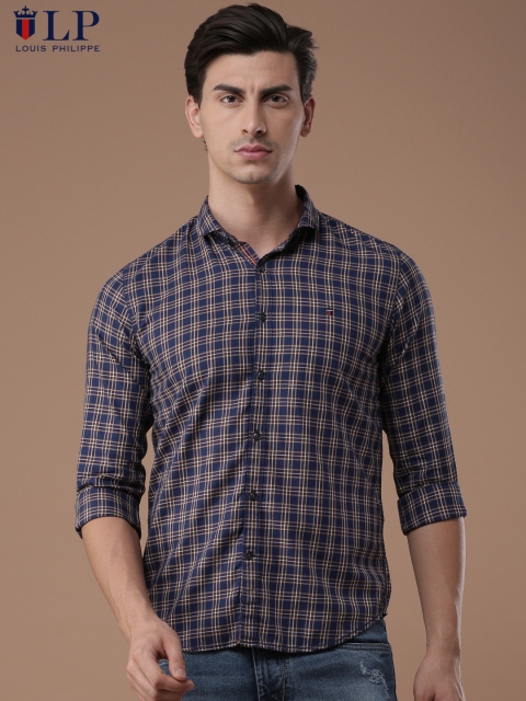 

Louis Philippe Sport Men Blue & Brown Slim Fit Checked Casual Shirt