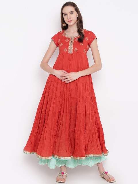 

Biba Women Red Solid A-Line Kurta