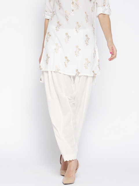 

Biba Women White Solid Salwar