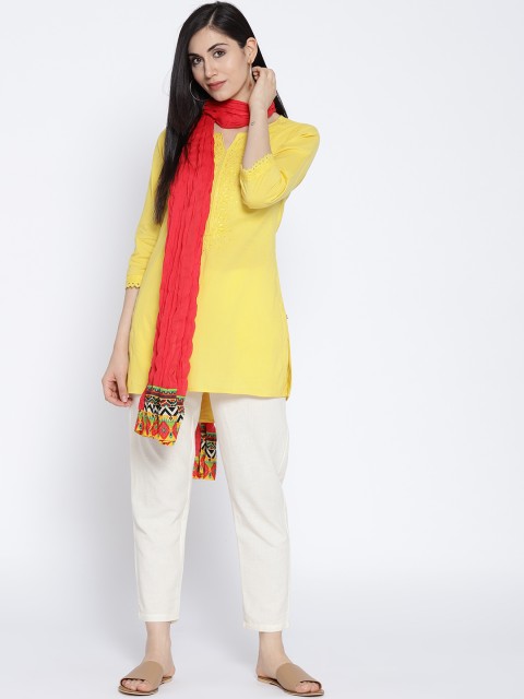 

Biba Coral Red Solid Dupatta