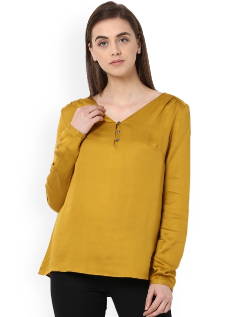 

Van Heusen Woman Women Yellow Solid Top