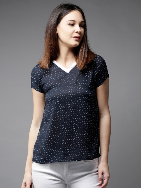 

Moda Rapido Women Navy Blue Printed Top