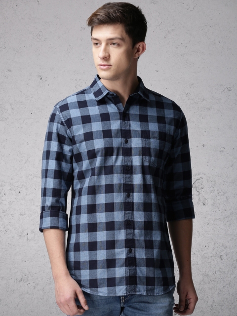 

Ecko Unltd Men Blue & Grey Slim Fit Checked Casual Shirt