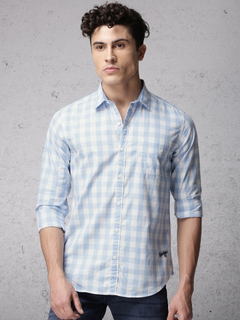 

Ecko Unltd Men White & Blue Slim Fit Checked Casual Shirt