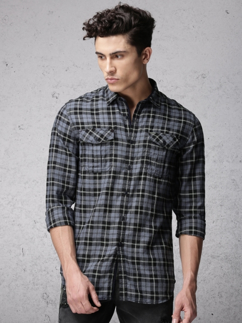 

Ecko Unltd Men Black & Grey Slim Fit Checked Casual Shirt