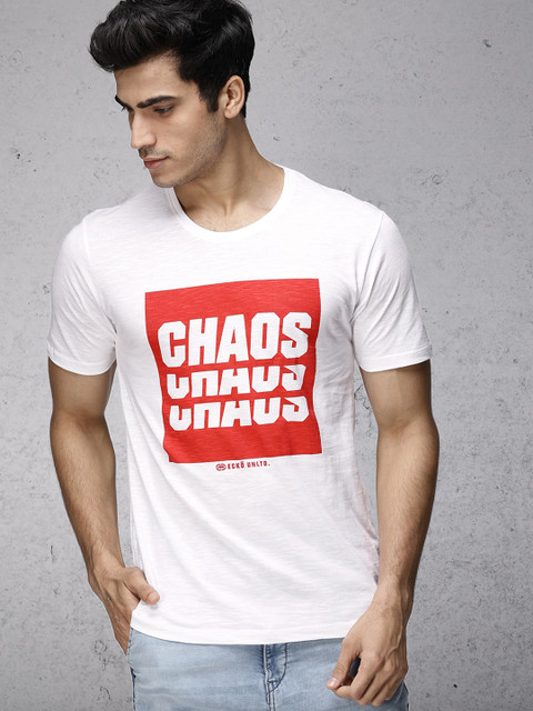 

Ecko Unltd Men White Printed Round Neck T-shirt