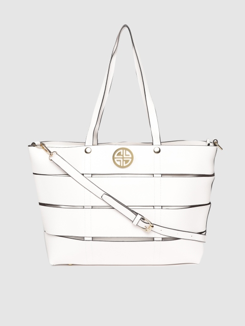 

Carlton London White Solid Cut-Out Shoulder Bag with Detachable Sling Strap
