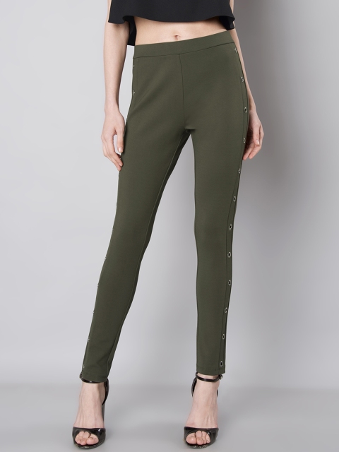 

FabAlley Olive Embellished Jeggings