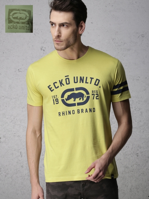 

Ecko Unltd Men Pack Of 2 Printed Slim Fit T-Shirt, Olive