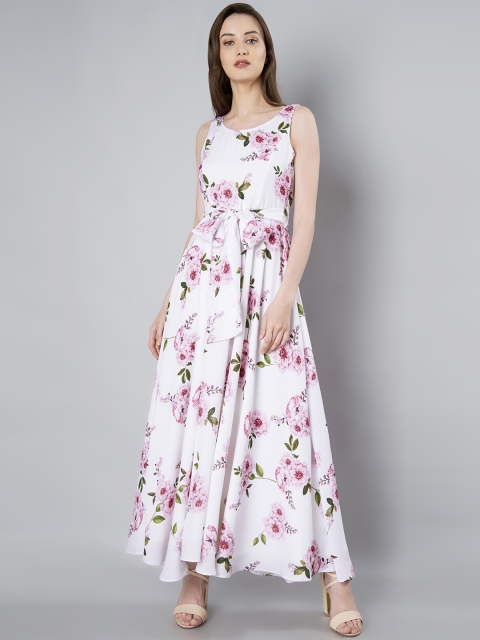 

FabAlley Women White Printed Maxi Dress