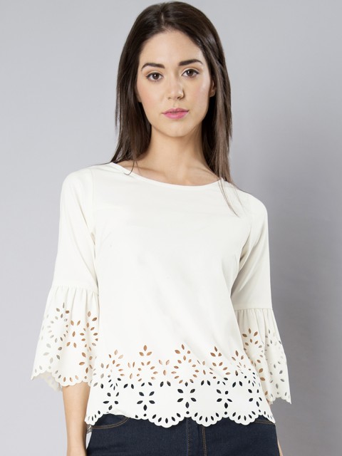 

FabAlley Women White Solid Top