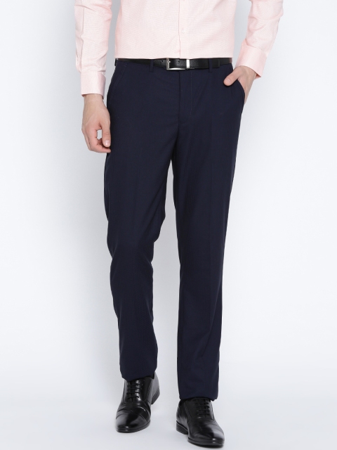 

Peter England Men Navy Blue Slim Fit Formal Trousers
