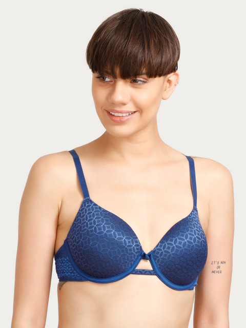 

Zivame Blue Self Design Underwired Lightly Padded T-shirt Bra ZI0101A02OZBLUE