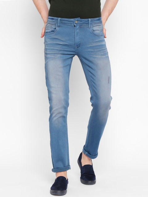 

Rex Straut Jeans Men Blue Slim Fit Mid-Rise Low Distress Stretchable Jeans