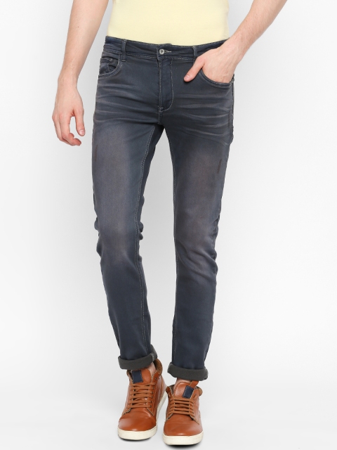 

Rex Straut Jeans Men Grey Slim Fit Mid-Rise Low Distress Stretchable Jeans
