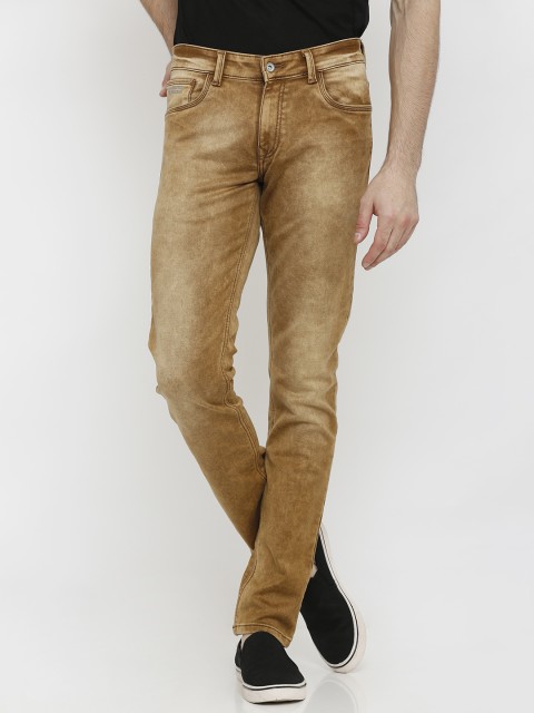 

Rex Straut Jeans Men Brown Regular Fit Coloured Jeans, Beige