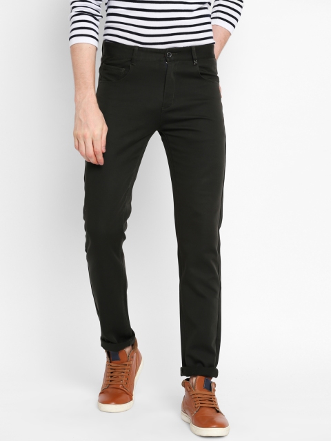 

Rex Straut Jeans Men Olive Green Slim Fit Mid-Rise Clean Look Stretchable Jeans