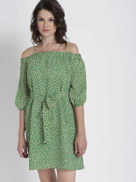 

Chemistry Women Green Printed A-Line Dress